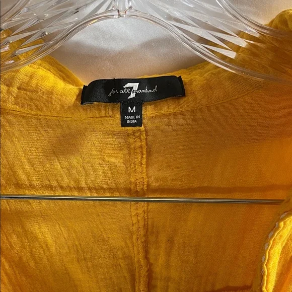 7 For All Mankind Yellow Cotton Blouse and Short Set - Picture 3 of 11